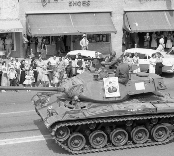 Tank in Parade in Odessa Texas in 1956
