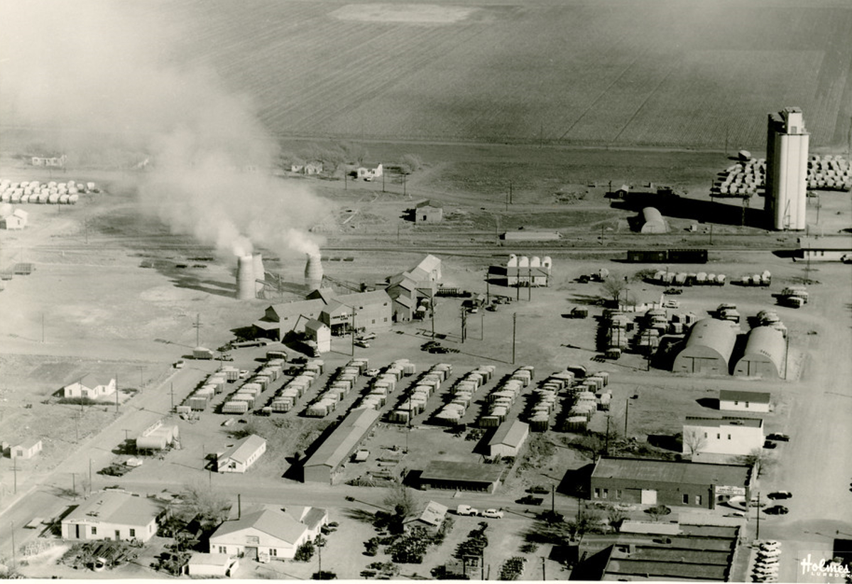 Aerial View of Abernathy Co-Op Gin in 1955