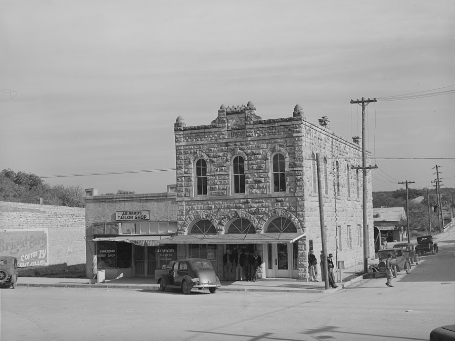 Bank Corner Glen Rose Texas in 1939