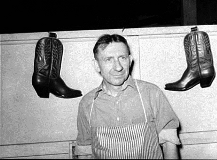 Boot Maker in His Shop in Alpine in 1939