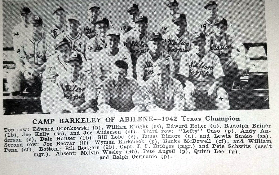 Camp Barkeley 1942 Texas Champion Baseball Team