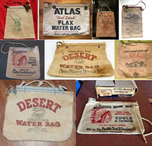 Vintage and Antique Canvas and Flax Water Bags
