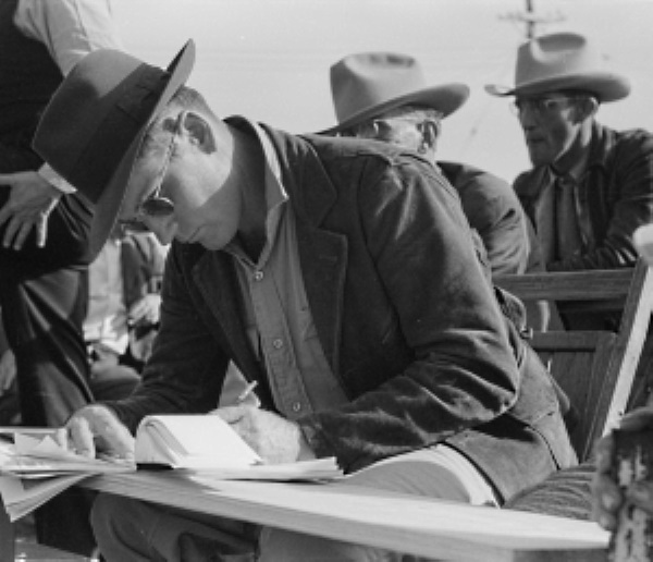 Clerk at horse auction in Eldorado Texas 1939