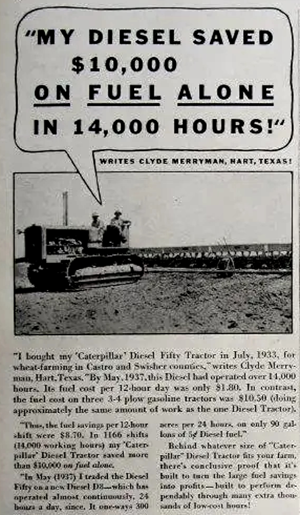 Clyde Merryman Testimonial for Caterpillar 1937 