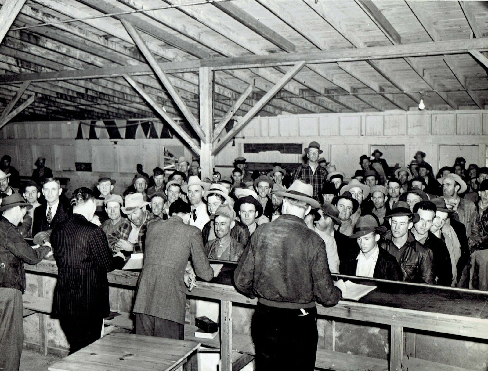 Construction Workers Sign Up To Build Camp Barkeley 1941