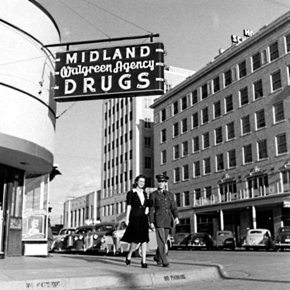 Couple in Downtown Midland in 1942