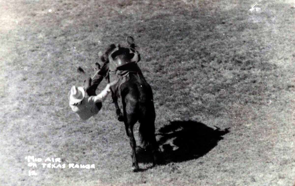 Cowboy in Mid-Air in Canyon in 1943