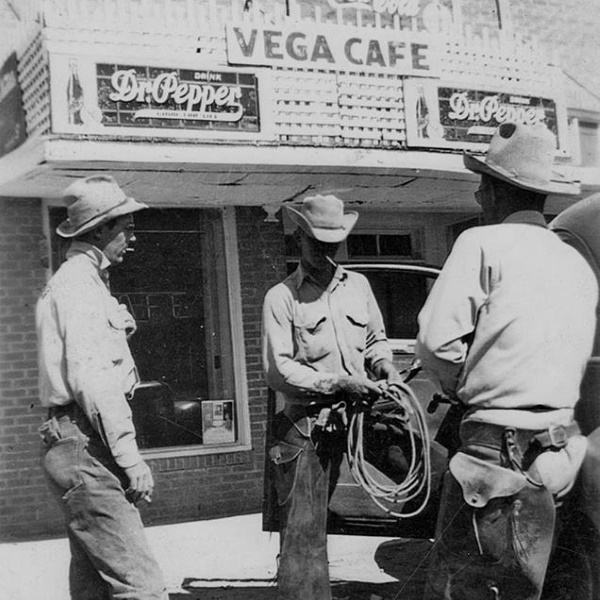 Cowboys Outside Vega Cafe in 1950