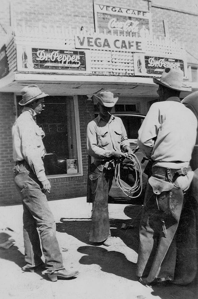 Cowboys Outside Vega Cafe in 1950