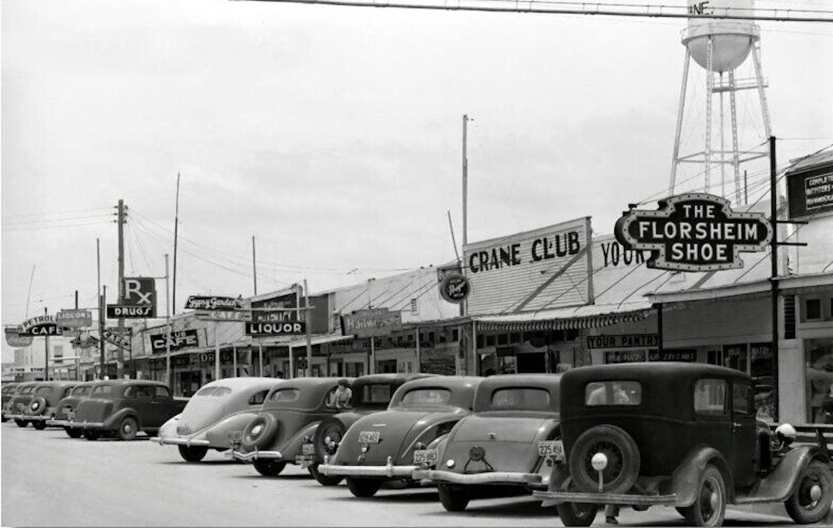 Downtown Crane Texas in 1939