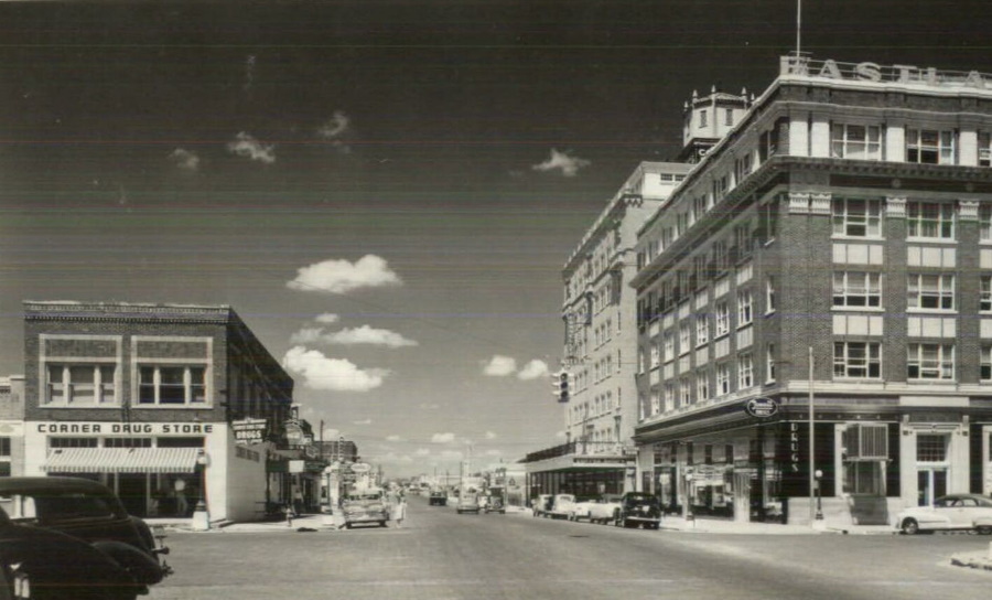 Eastland Texas Main St. Corner Drug Store 1940s