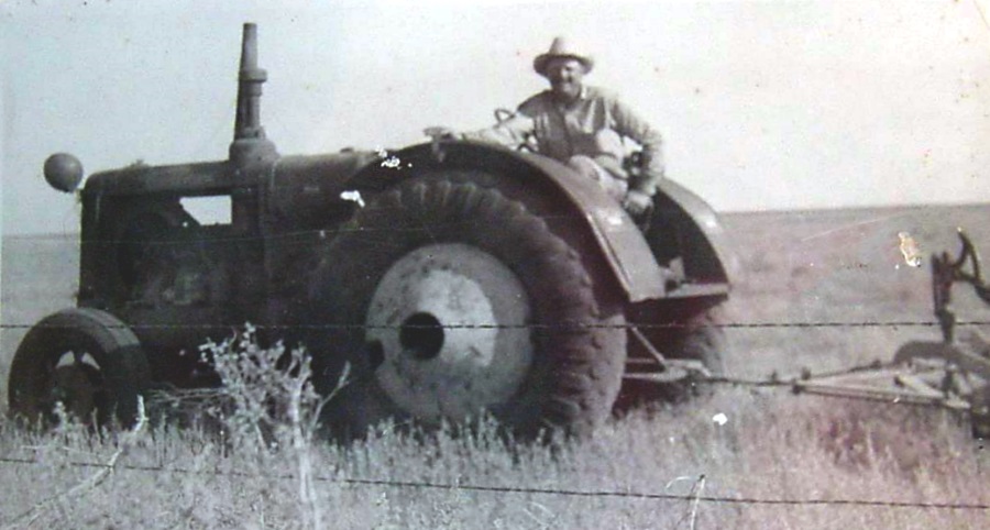 Farmer and Tractor in Nolan County in 1930's