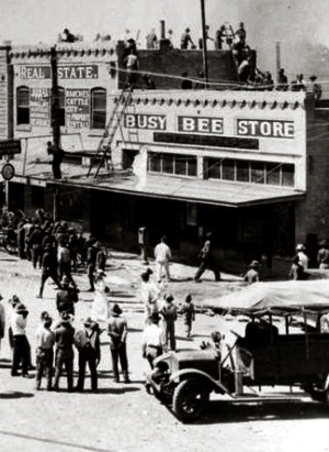 Fighting fire at Busy Bee Store Marfa Tx 1920