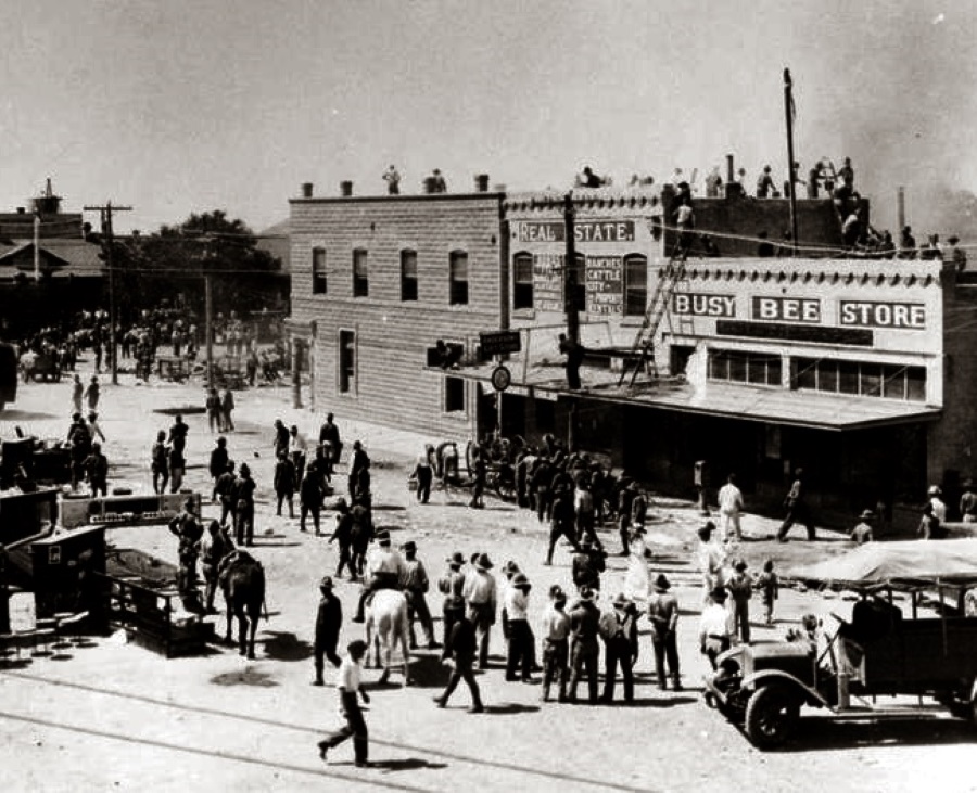 Fire in Downtown Marfa Texas in 1920