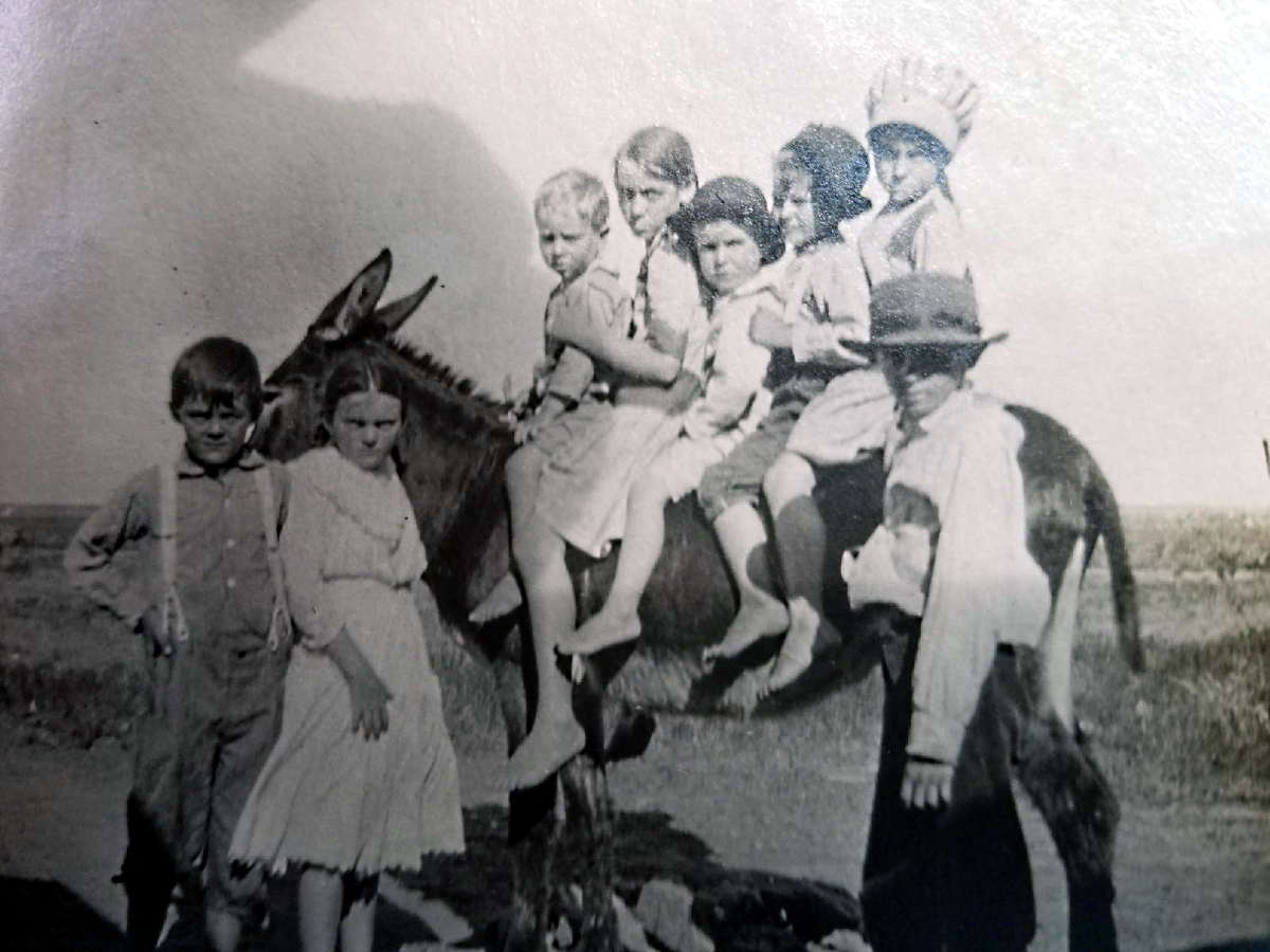 Five Children on Mule