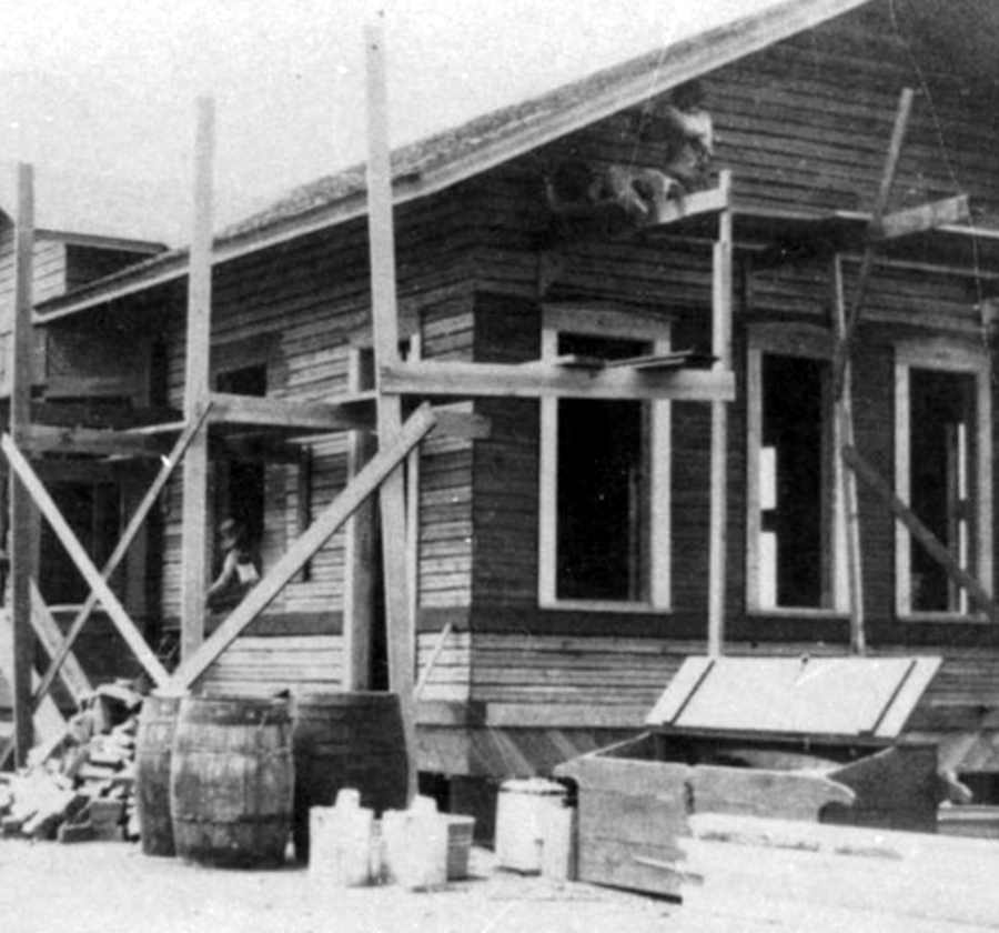 Friona Railroad Depot Under Construction in 1889