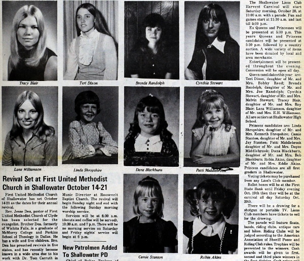 1973 Shallowater Harvest Queen Candidates