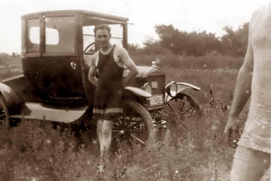Man in Swimsuit in 1910s Chillicothe Texas