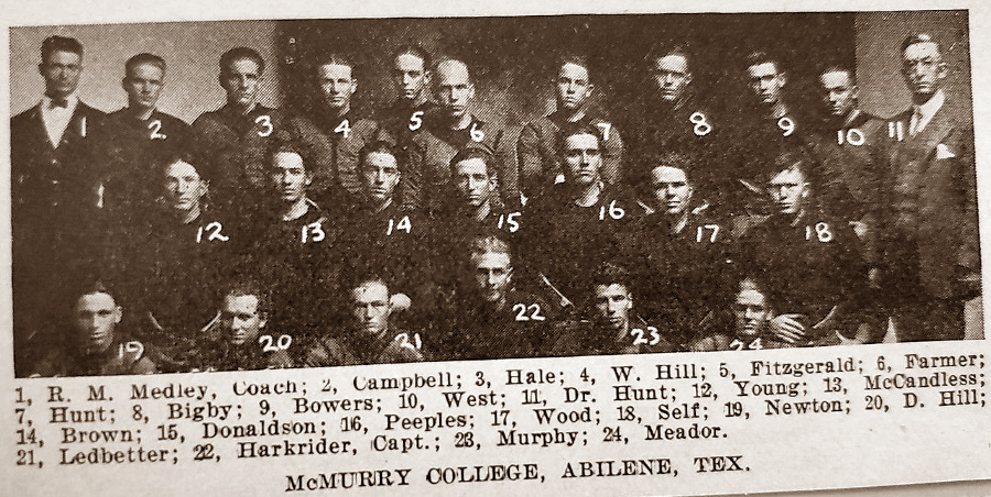McMurry College Abilene Texas 1924 Football Team 