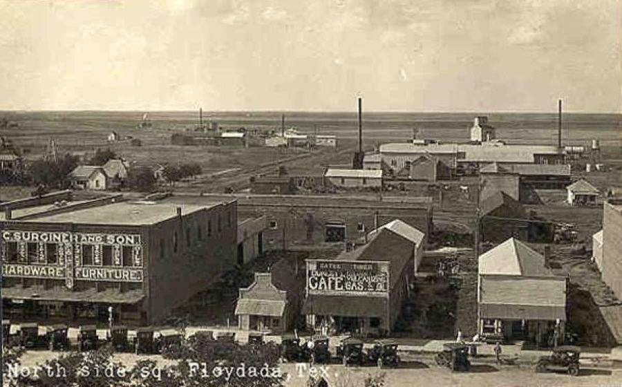 North Side of Square in Floydada Texas in Early 1900s