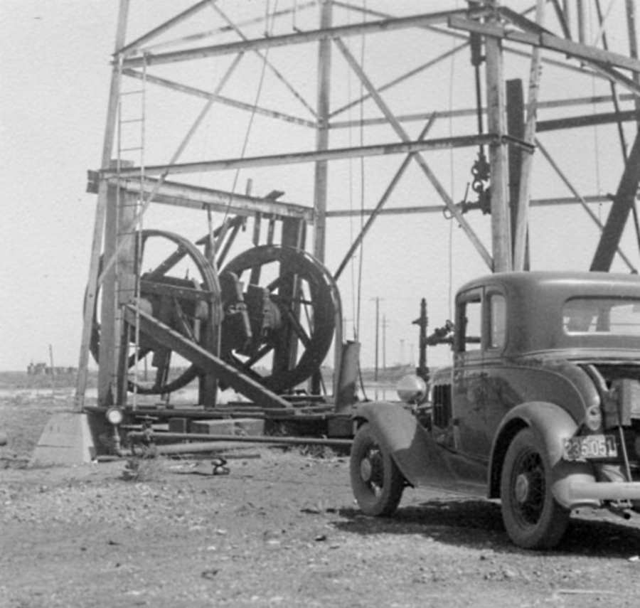 Oil Well with Car in 1930