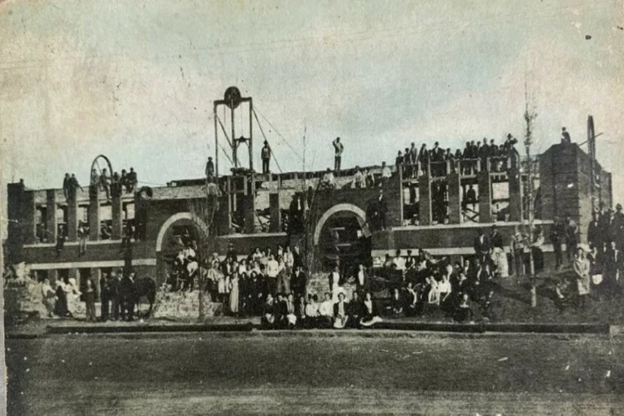 Plainview High School Under Construction in 1916