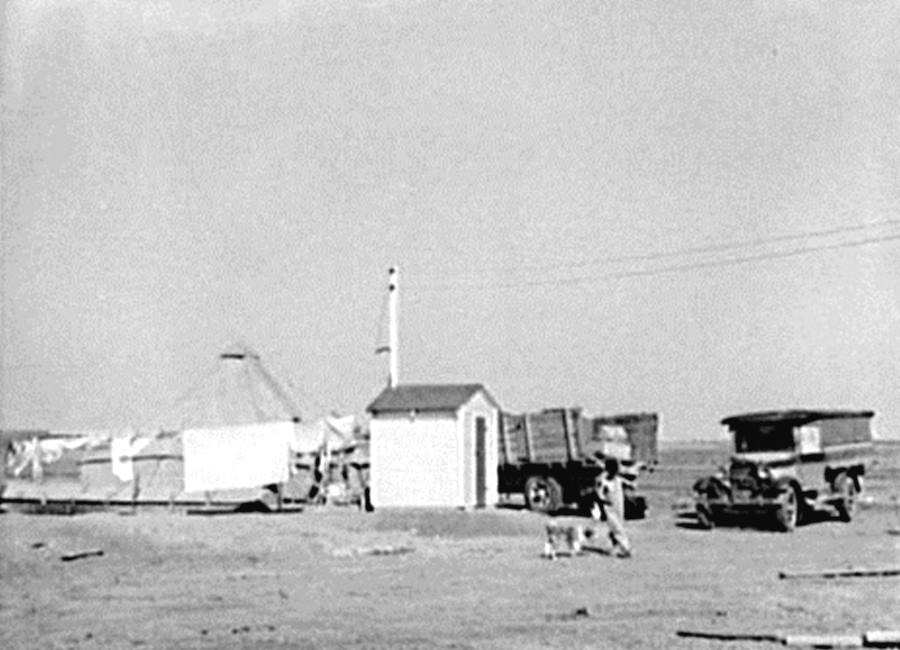 Pump house on farm in Maverick County Tx 1939