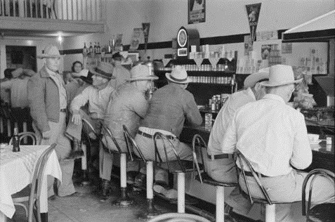 Kimble County Ranchers Gather at Cafe in Junction Texas in 1940
