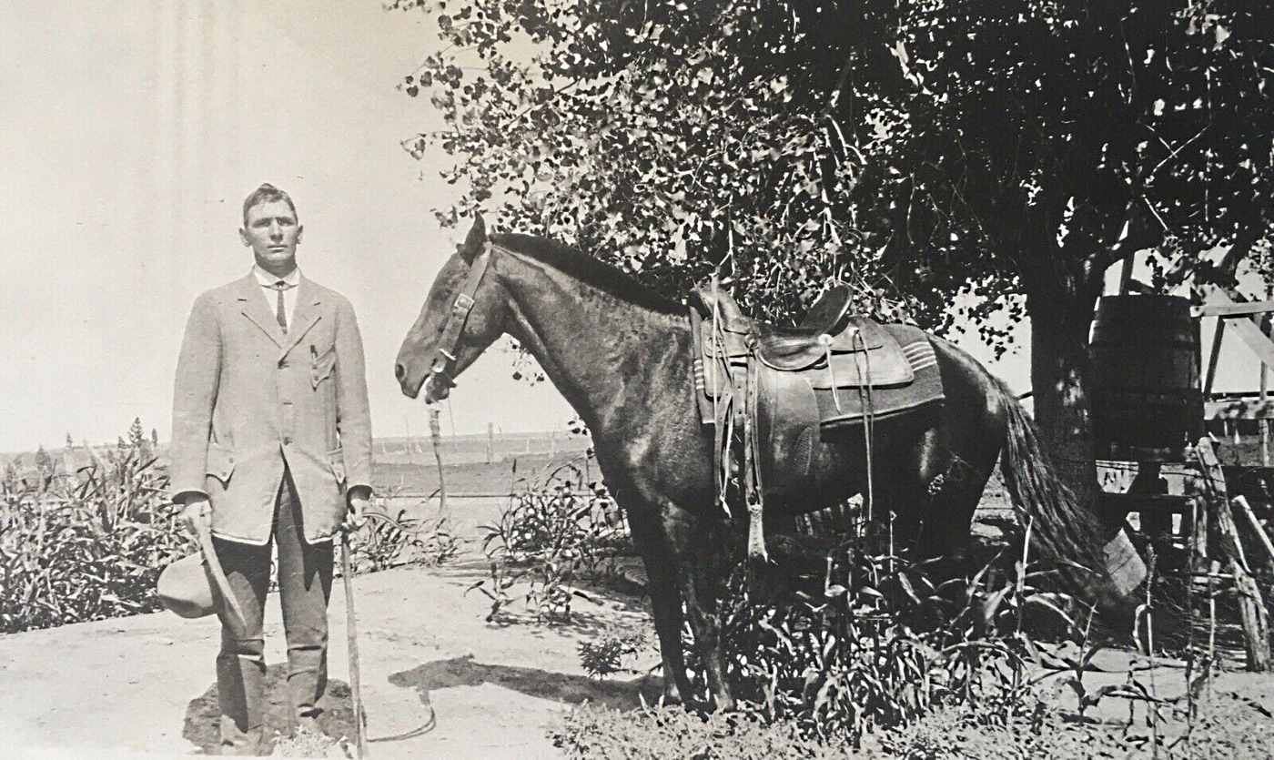 Rev R.W. Moore & Horse Clarendon in 1930's