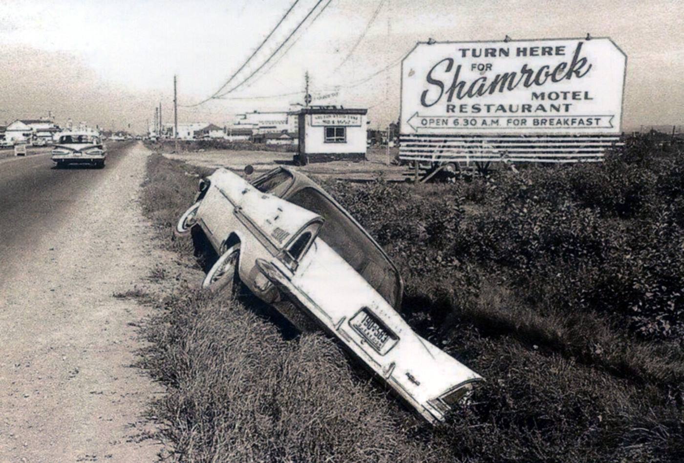 Shamrock Texas Car Wreck in 1957