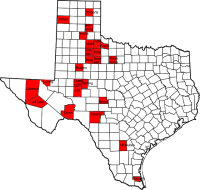 Map of Least Populated Counties in Texas