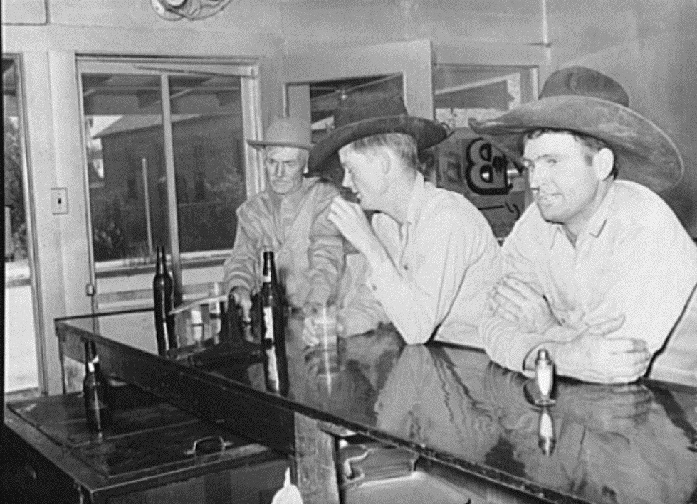 Three Cowboys in Alpine Texas Bar 1939