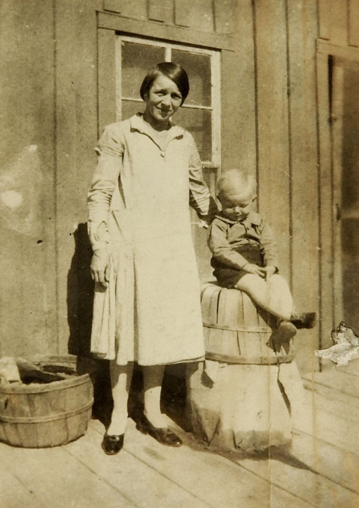 Woman and Little Boy in Best, Texas in 1920s