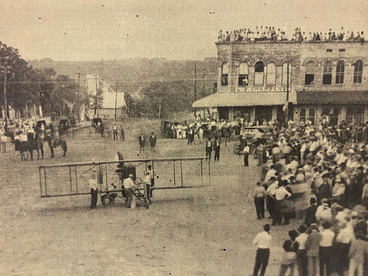 Airplane Takes off from Courthouse Square