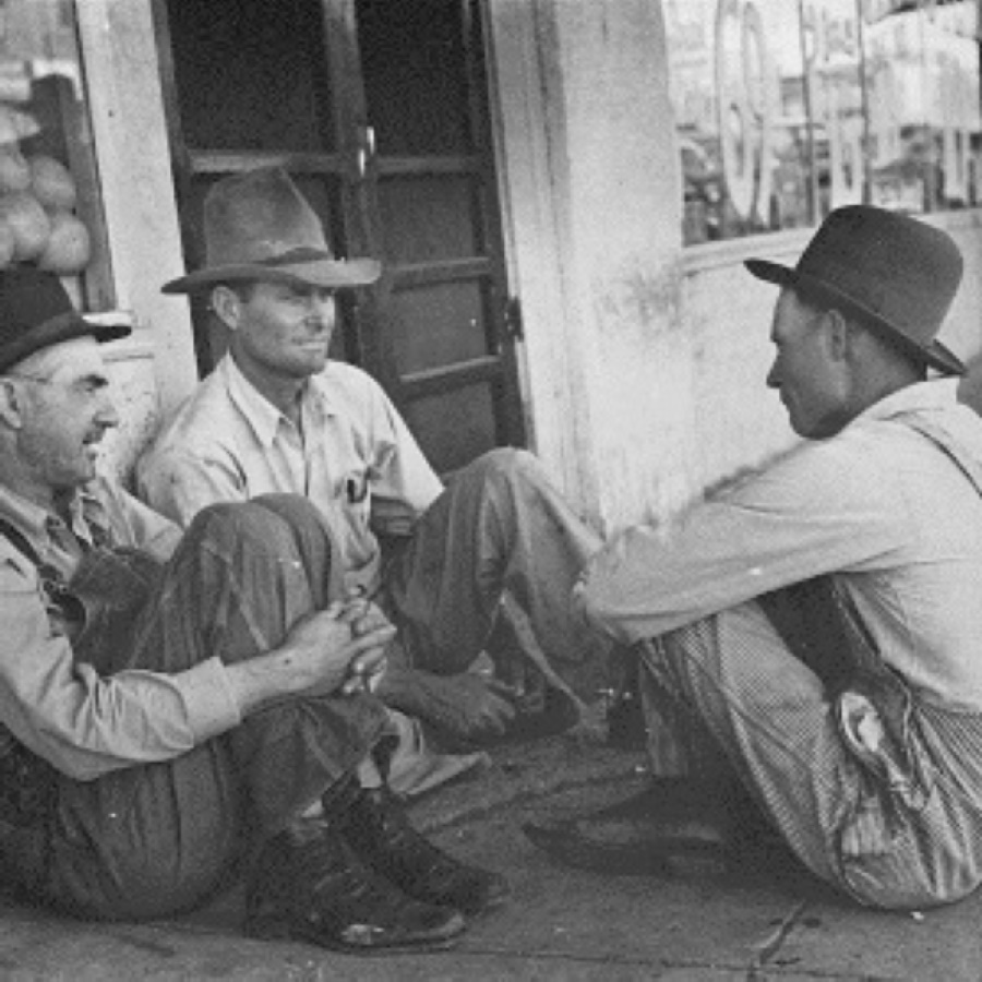 Farmers Relax outside Store in Spur Texas in 1939